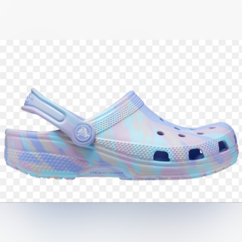 Kids Classic Marbled Crocs Clogs – Purple & Light Teal – Size 13C - Picture 8 of 8